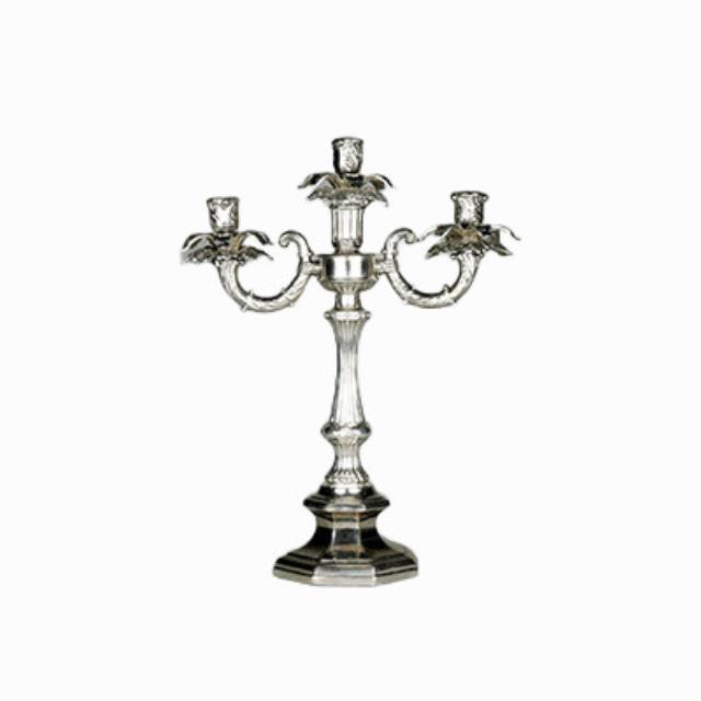 Rental store for candelabra nickel plated 3 branch 19 inch in the San Jose metro area