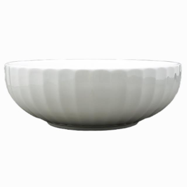 Rental store for serving bowl 14 inch rd faceted ceramic whit in the San Jose metro area