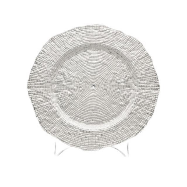Rental store for charger glass glitter silver 13 inch in the San Jose metro area