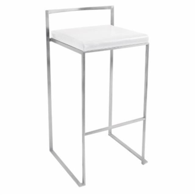 Rent barstool metal silver w white cushion