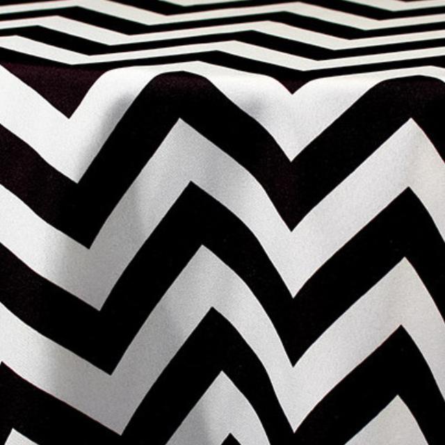 Rental store for specialty chevron black and white linen in the San Jose metro area