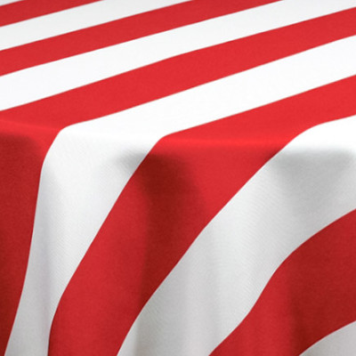 Rent specialty stripe red and white linen